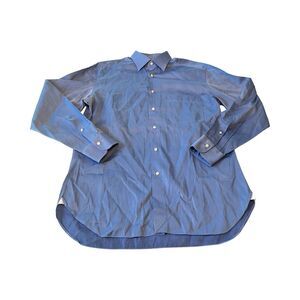 Ermenegildo Zegna Men’s 39/15.5 Portofino‎ Comfort Blue Button Up Dress Shirt